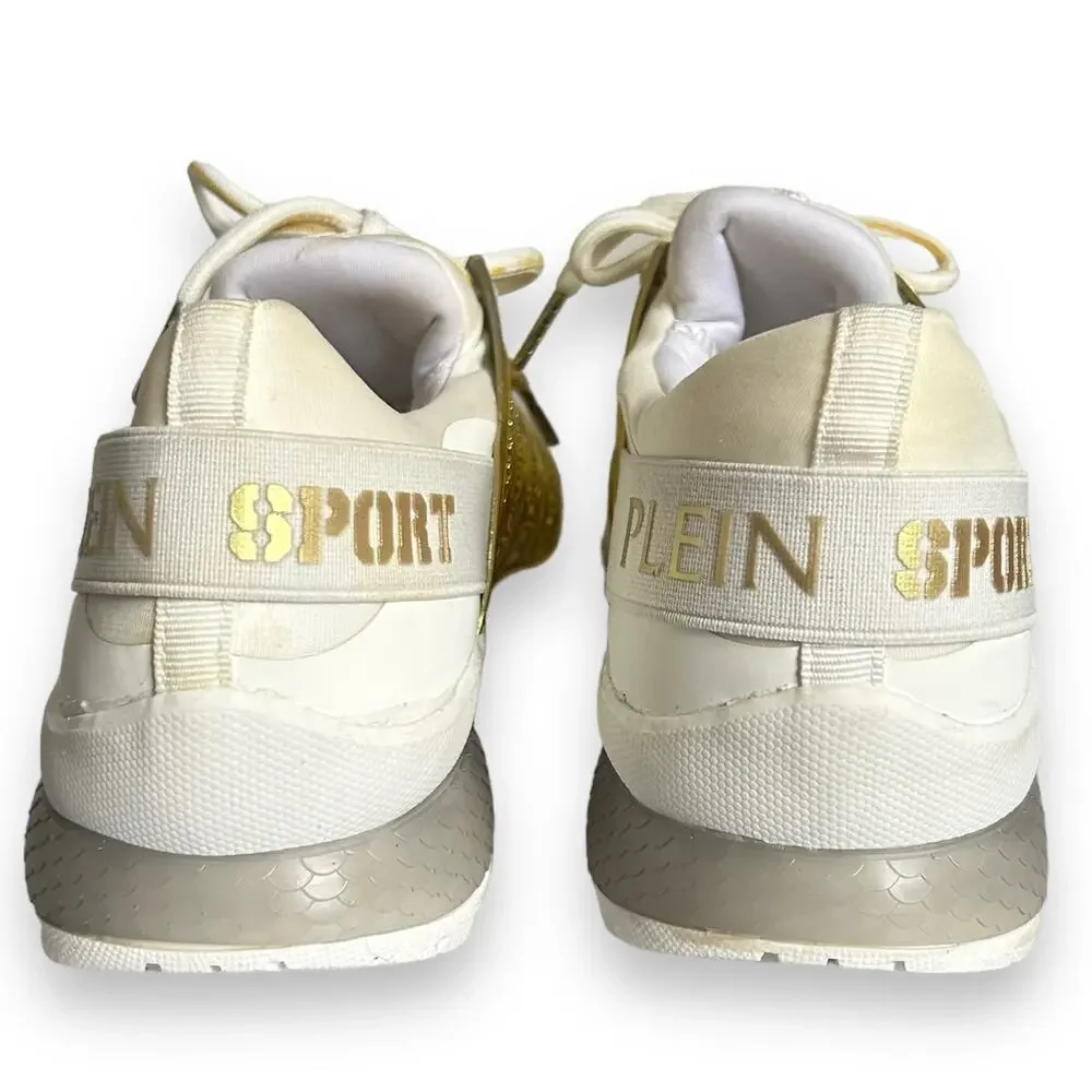 Plein Sport Gold Metallic Lace Up Shoes White Size 37/7 - Picture 15 of 16